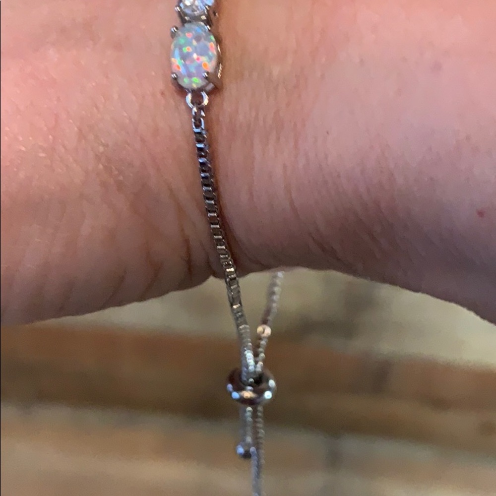 Fiery Opal Tennis Bracelet 18k white gold plating - Picture 4 of 5